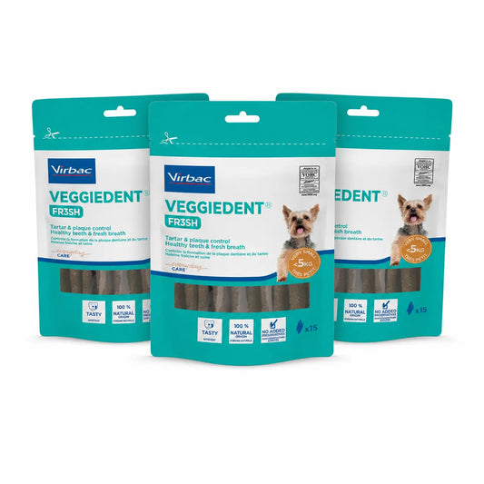 Virbac Veggiedent Fr3sh XS, Zahnpflege-Snacks für Hunde sehr kleiner Rassen, 3er-Pack