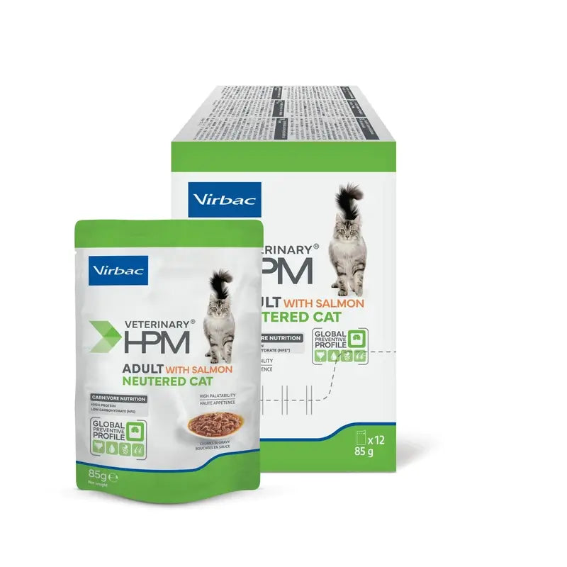 Virbac Veterinär Hpm Katze Erwachsene kastriert Lachs Nass 12X85G