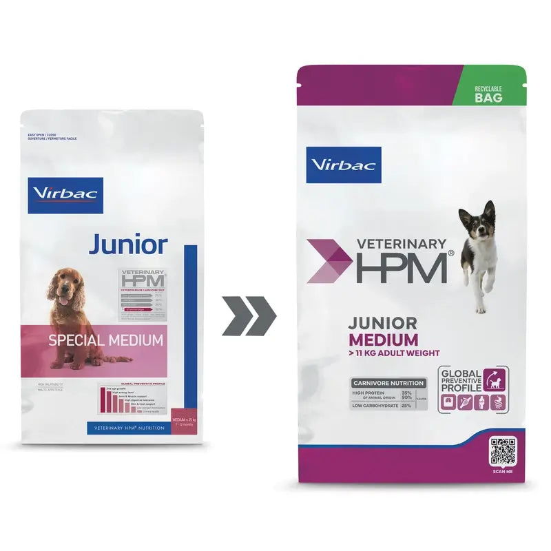 Virbac Veterinary HPM Junior Medium Hund, 3 kg, Hundefutter