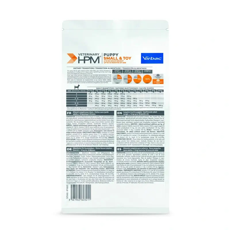 Virbac Veterinary HPM Puppy Small & Toy Dog , 400 g, Hundefutter