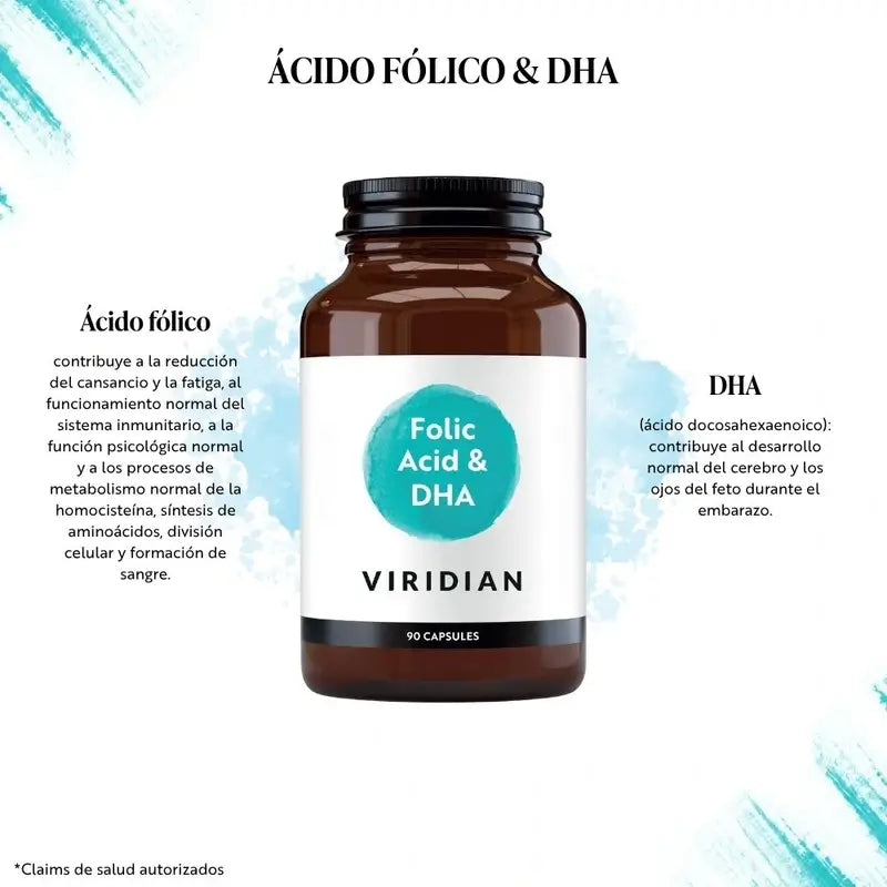 Viridian Folsäure 400Ug mit Dha 90Cap.Veg.