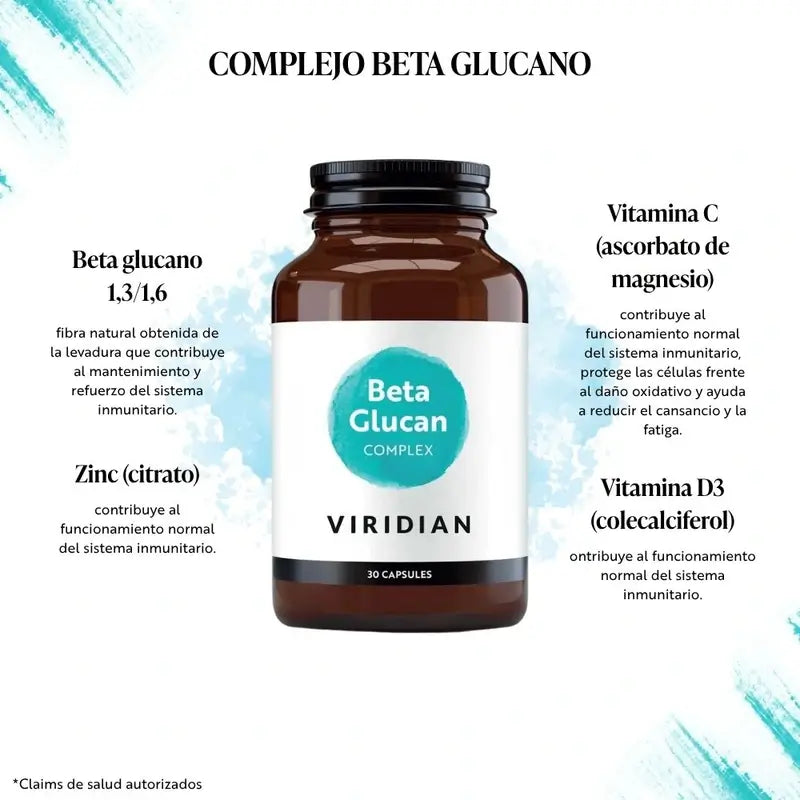 Viridian Beta Glucan 250Mg. plus Vit C, D3, Zink 30Cap.Veg
