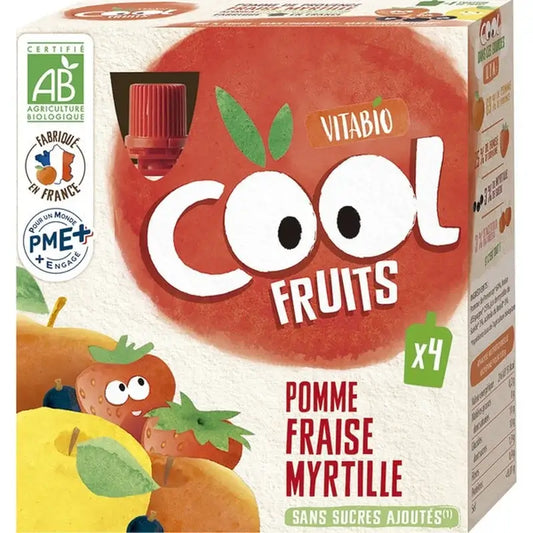 Vitabio Cool Fruits Apfel, Erdbeere & Heidelbeere 90 Gr, 4 Stück