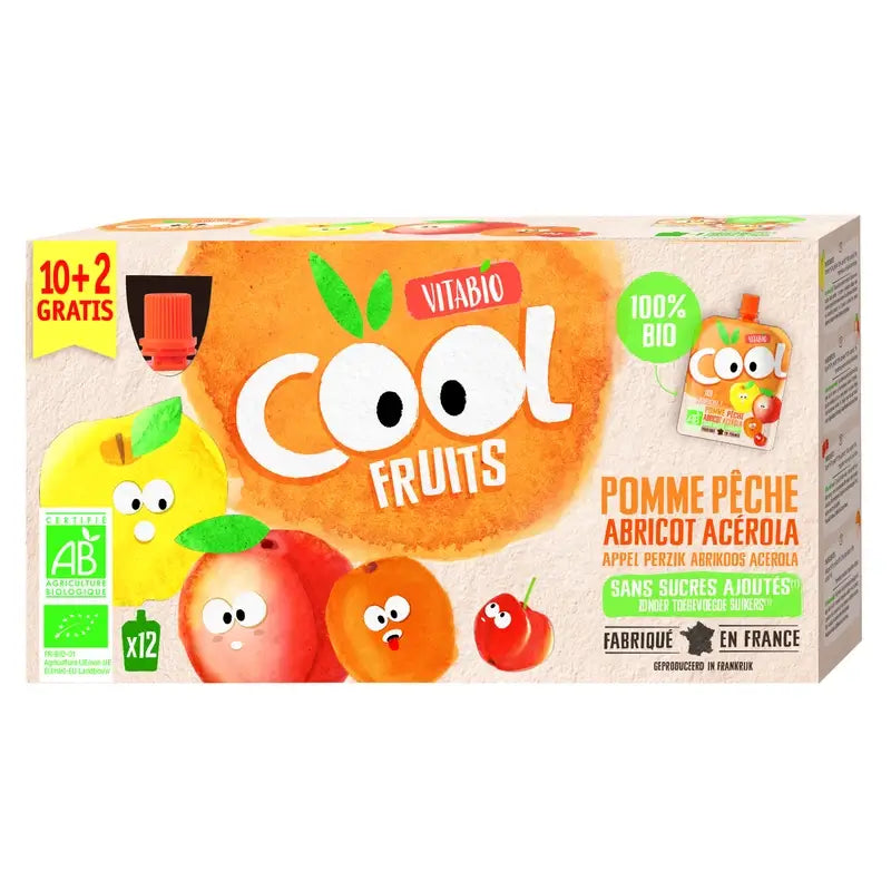 Vitabio Cool Fruits Apfel, Pfirsich & Aprikose 90 Gr, 12 Stück