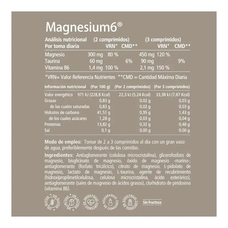 Magnesium6 120 Tabletten – Mit 6 Magnesiumsalzen, Vitamin B6 und Taurin