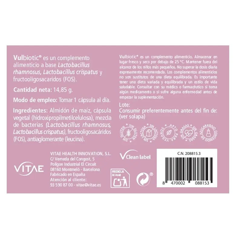 VITAE Vulbiotic, 30 Kapseln