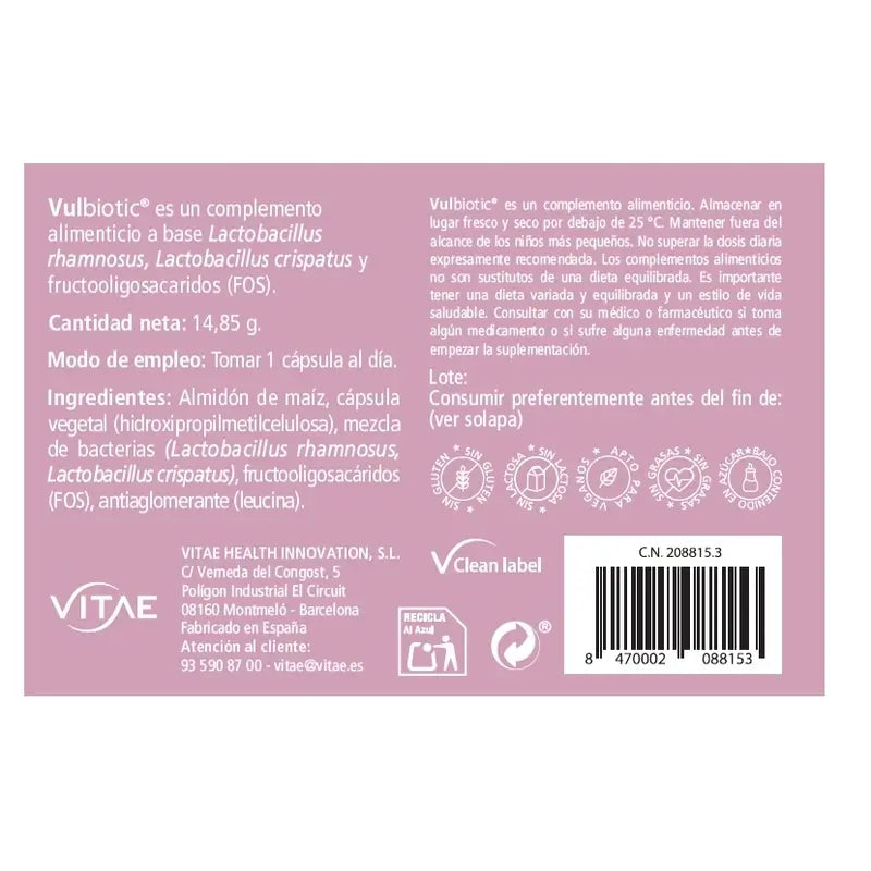 VITAE Vulbiotic, 30 Kapseln