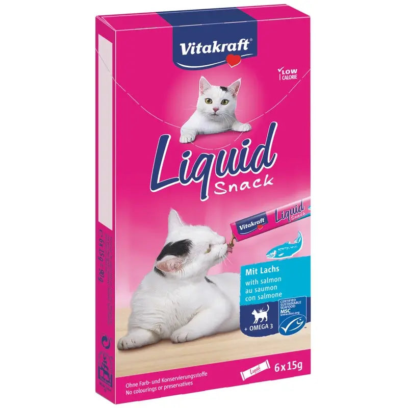 Vitakraft Cat Liquid Snack Lachs mit Omega, 11 x 6 Stück