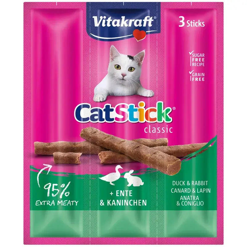 Vitakraft Cat Stick Mini Ente und Kaninchen, 20 x 3 Stück