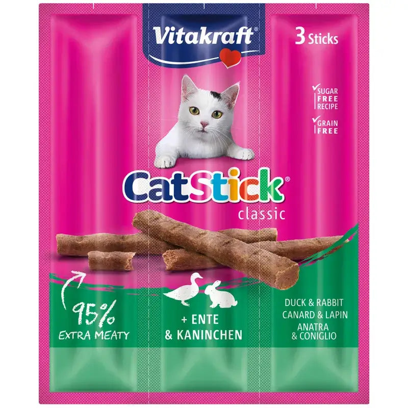 Vitakraft Cat Stick Mini Ente und Kaninchen, 20 x 3 Stück