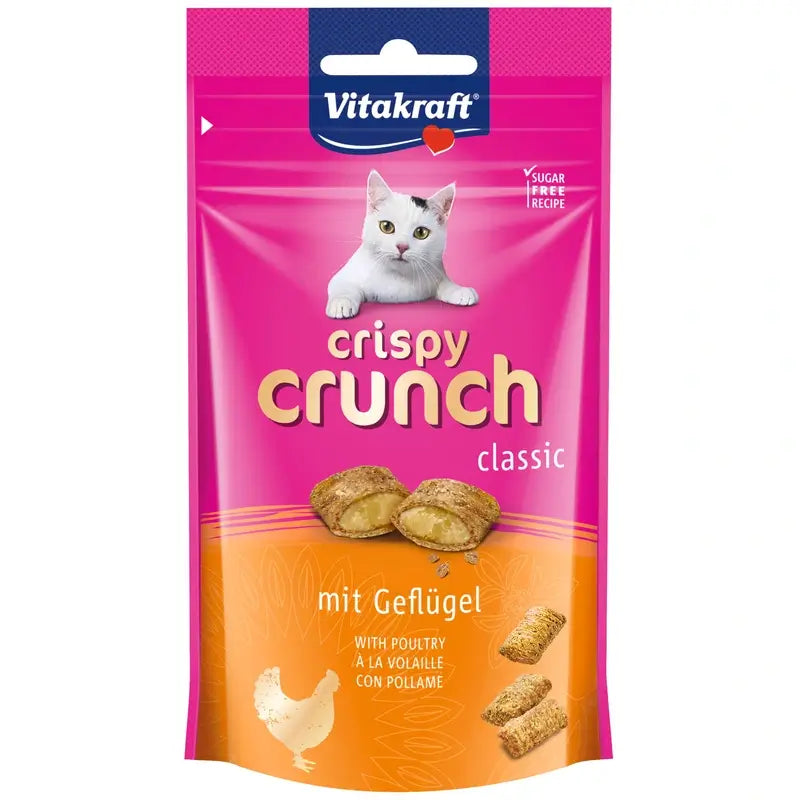 Vitakraft Crispy Crunch Geflügel für Katzen, 8 x 60 Gramm