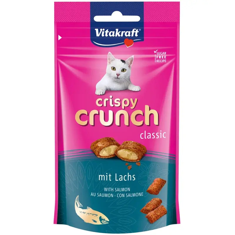 Vitakraft Crispy Crunch Lachs für Katzen, 8 x 60 Gramm