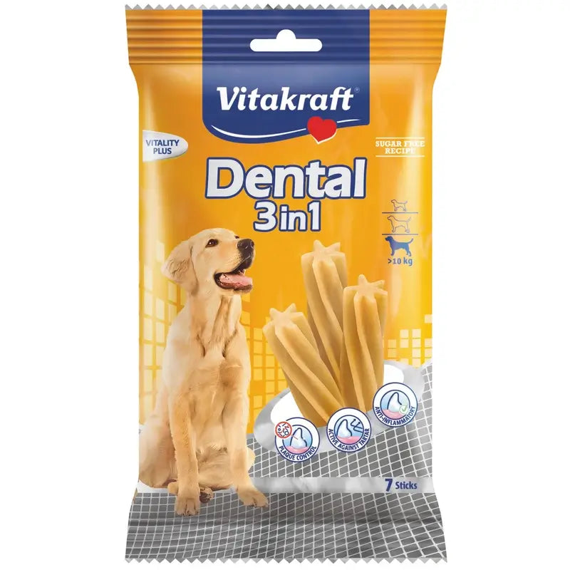 Vitakraft Dental 3-in-1 für mittelgroße Hunde, 12 x 180 Gramm