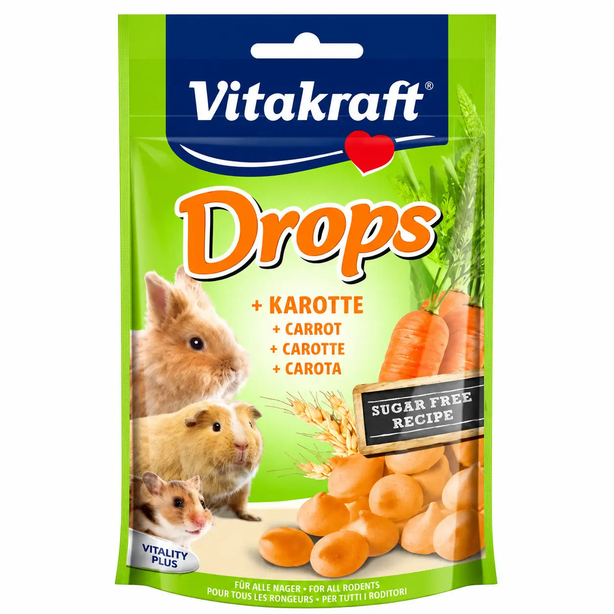 Vitakraft Karotten-Leckerli für Nagetiere, 9 x 75 Gramm