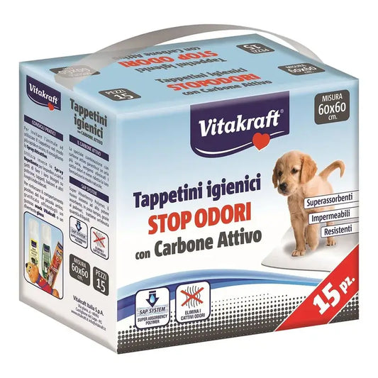 Vitakraft Toiletten-Absorptionsmatten mit Aktivkohle, 15 Stück