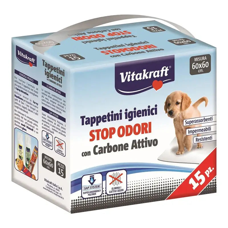 Vitakraft Toiletten-Absorptionsmatten mit Aktivkohle, 15 Stück