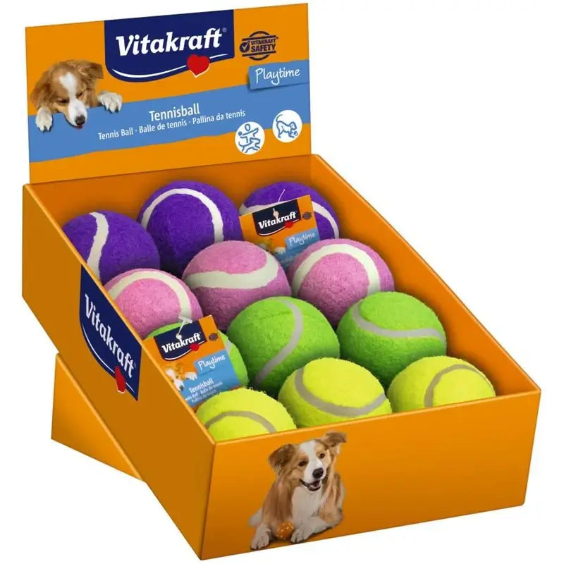 Vitakraft Tennisbälle, gemischte Sorten für Hunde, 12 Stück