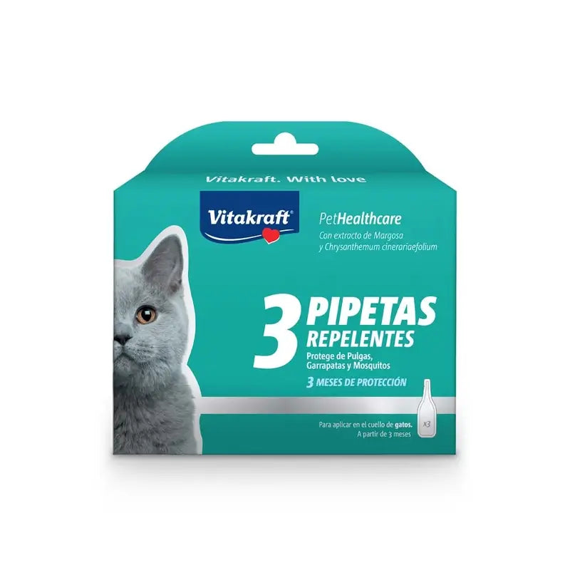 Vitakraft Pipette „Katze“ mit Biozid, 3 Pipetten, 3 Stück