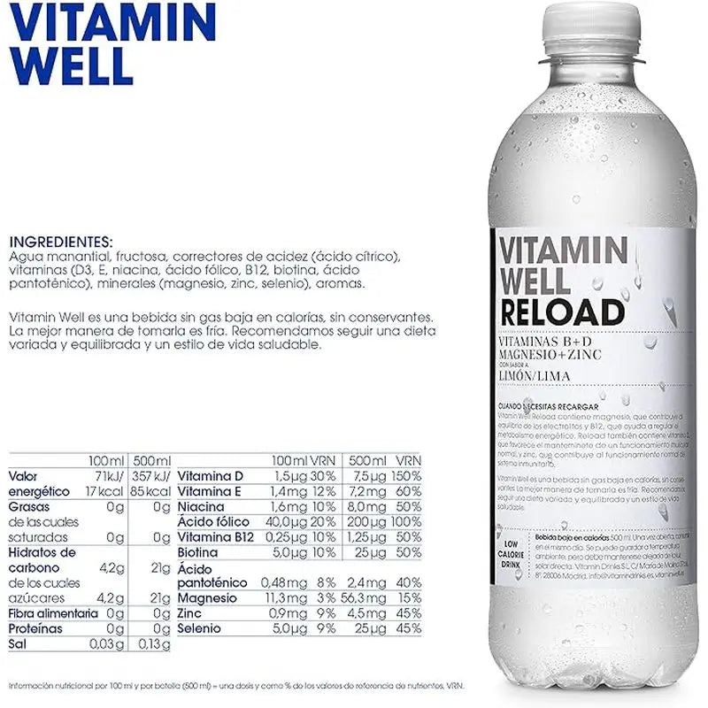 Vitamin Well Reload Limette/Zitrone, 500 ml