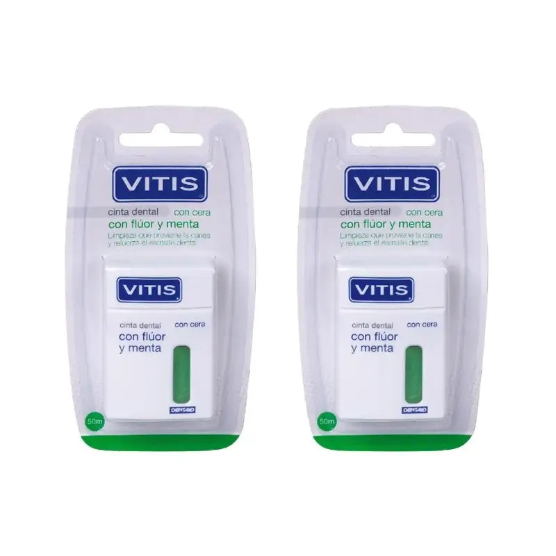 Vitis Zahnklebeband mit Fluorid und Minze, 2X50 M