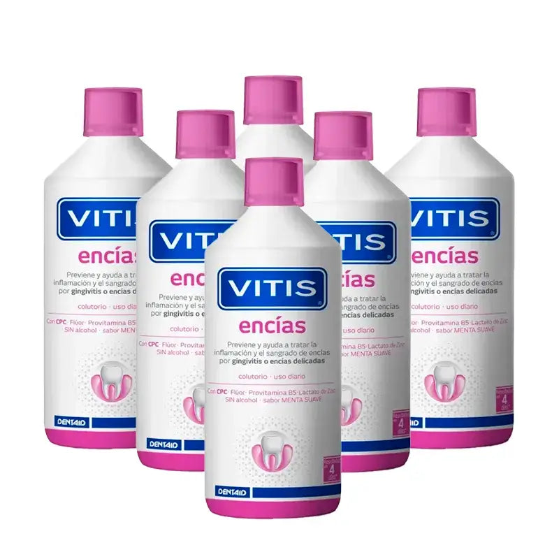 VITIS Gingivamundwasser, Packung 6 x 1 Liter