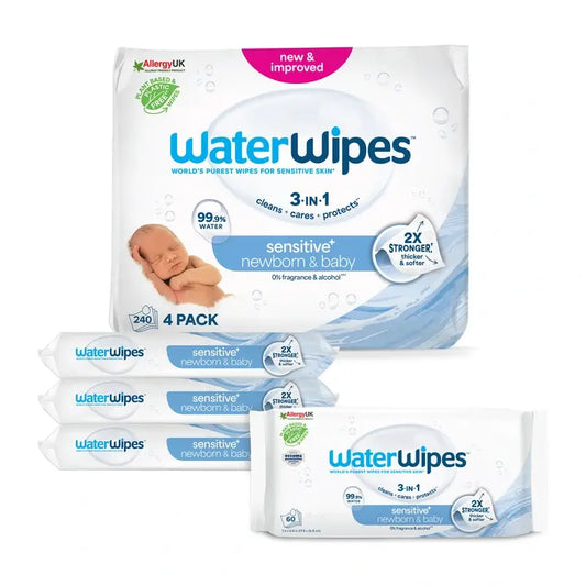 Waterwipes Biologisch abbaubare Baby-Feuchttücher 4x60, 240 Stück.