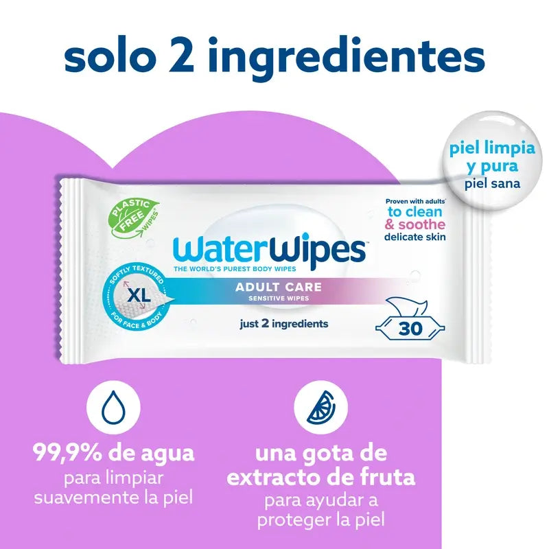 Waterwipes Feuchttücher für Erwachsene, 3 x 30 Stück