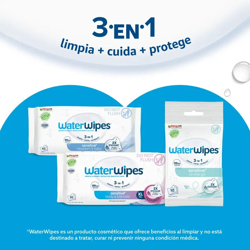 Waterwipes Biologisch abbaubare Baby-Feuchttücher, 3x60, 180 Stück.