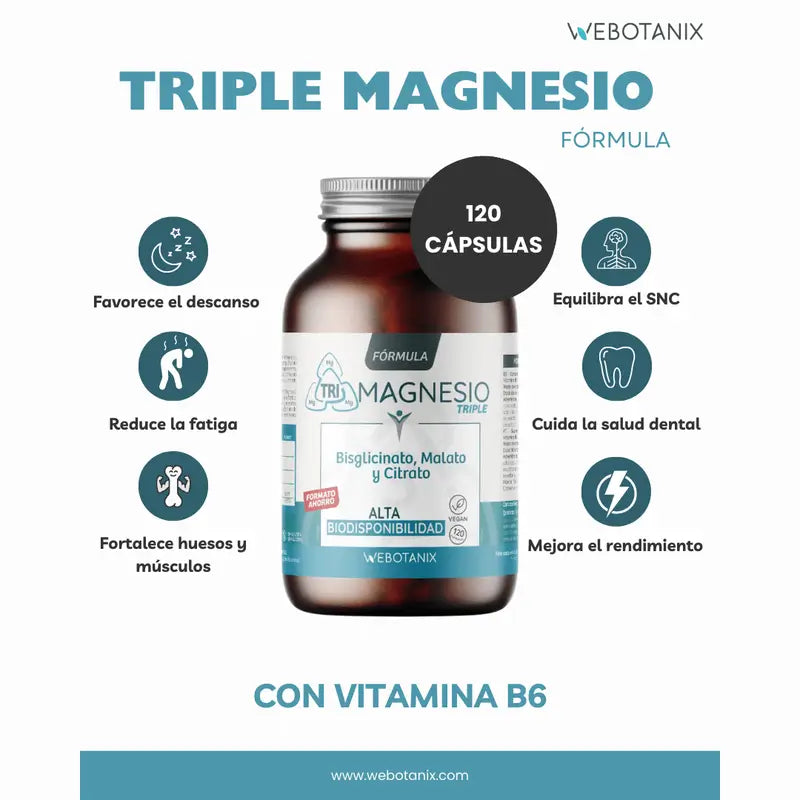 Webotanix Triple Magnesium – Familienpackung, 120 Kapseln