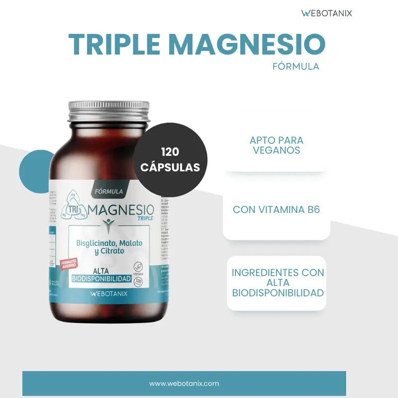 Webotanix Triple Magnesium – Familienpackung, 120 Kapseln