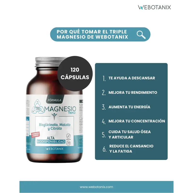 Webotanix Triple Magnesium – Familienpackung, 120 Kapseln
