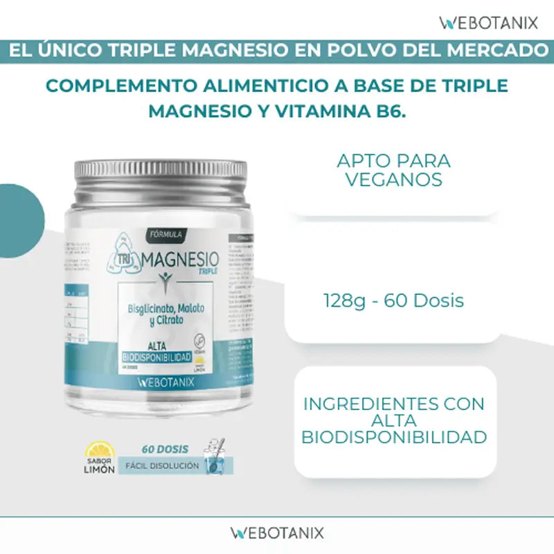 Webotanix Triple Magnesium Formel Pulver, 128 g