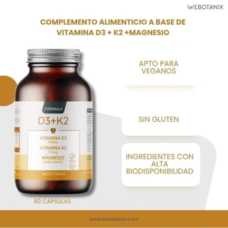 Webotanix Vitamin D3+K2-Formel, 60 Kapseln