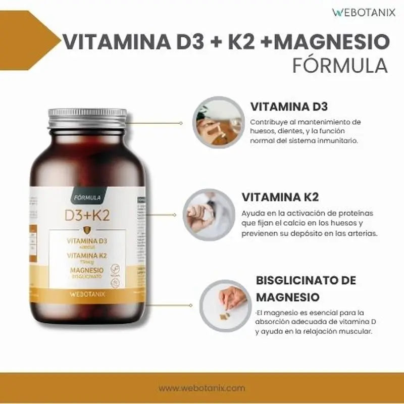 Webotanix Vitamin D3+K2-Formel, 60 Kapseln