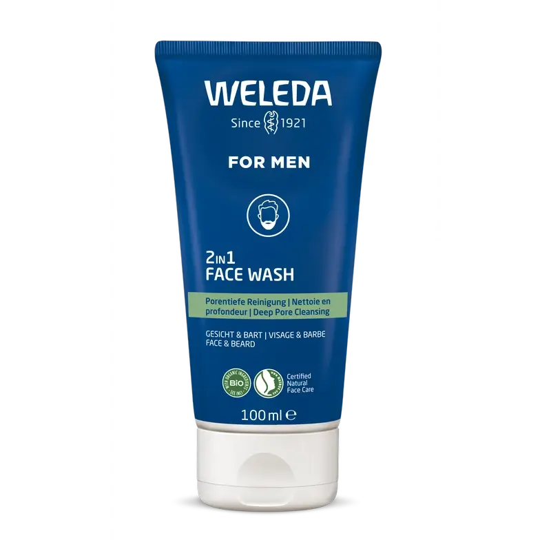 Weleda Reinigungsgel 2 in 1 Gesichts- und Bartreiniger für Männer, 100 ml