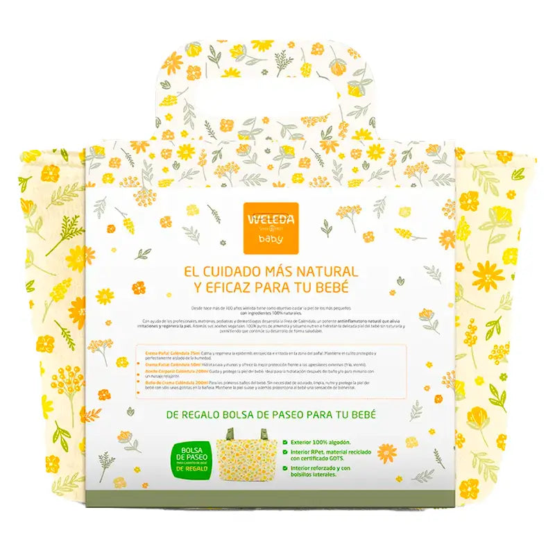 Weleda Baby Willkommens-Set. Windelcreme 75ml+ Gesichtscreme 50ml+ Cremebad 200ml+ Körperöl 200ml+ Geschenktasche