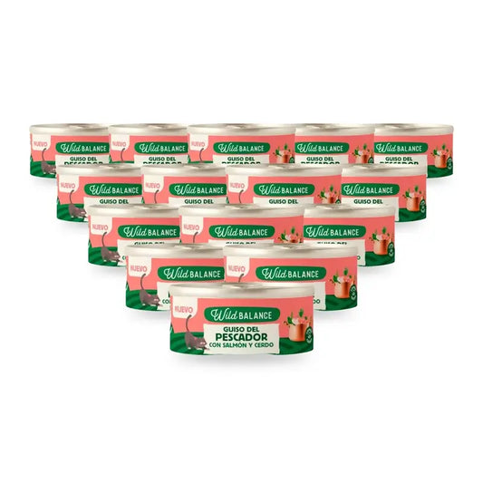 Wild Balance Dosenfischeintopf mit Lachs, Schweinefleisch und Gemüse für Katzen, 80 g, 15er-Pack