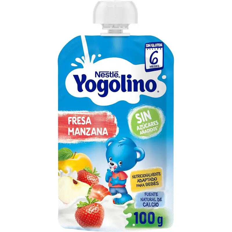 Yogolino Erdbeer-Apfel Sachet Zuckerfrei, 100g x 8 Einheiten