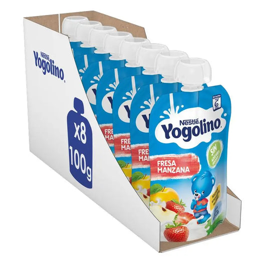 Yogolino Erdbeer-Apfel Sachet Zuckerfrei, 100g x 8 Einheiten