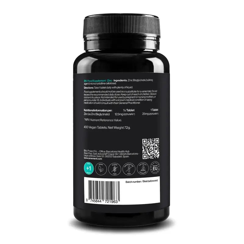Zenement Zinkbisglycinat, 400 vegane Tabletten