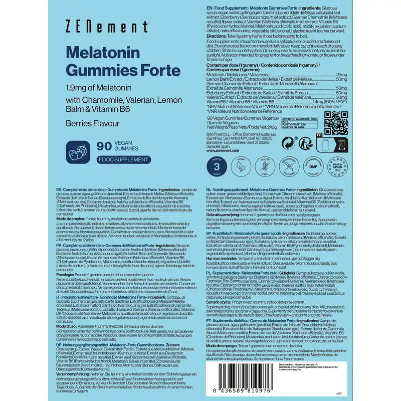 Zenement Melatonin Gummibärchen Forte, 90 vegane Gummibärchen
