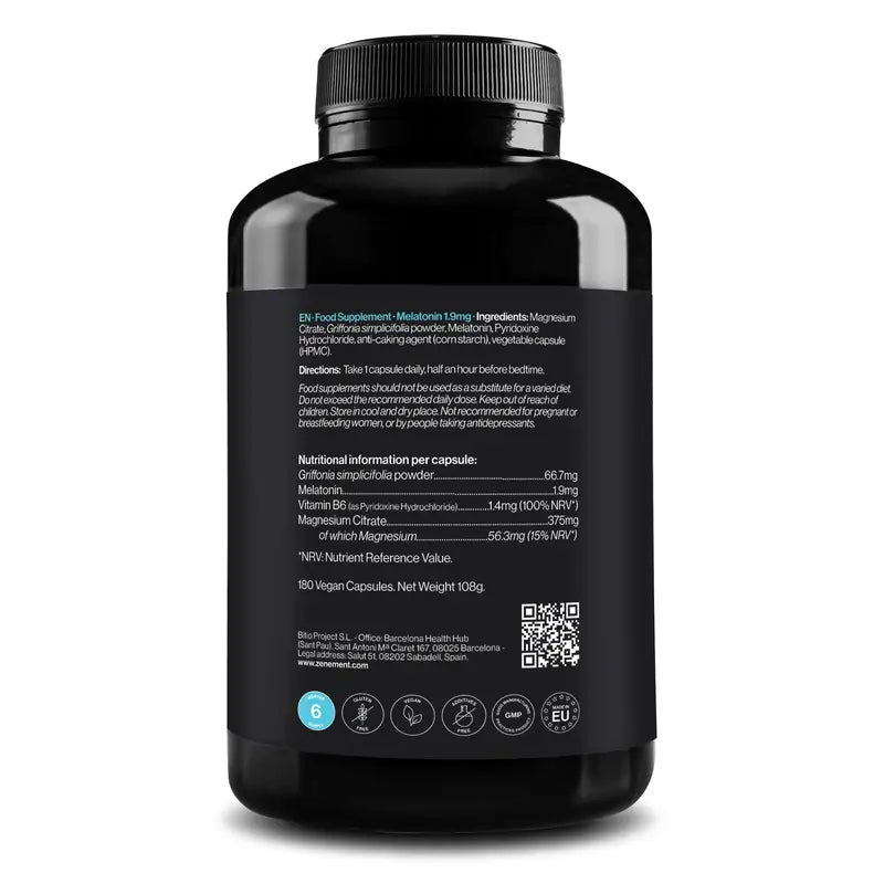 Zenement Melatonin-Komplex 1,9 Mg, 180 vegane Kapseln