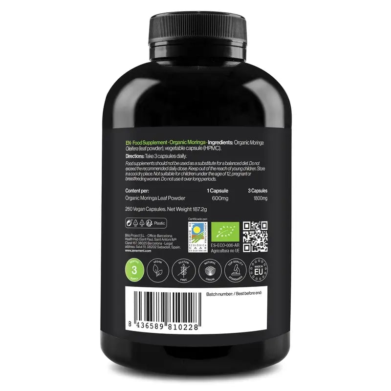 Zenement Moringa Bio, 260 vegane Kapseln