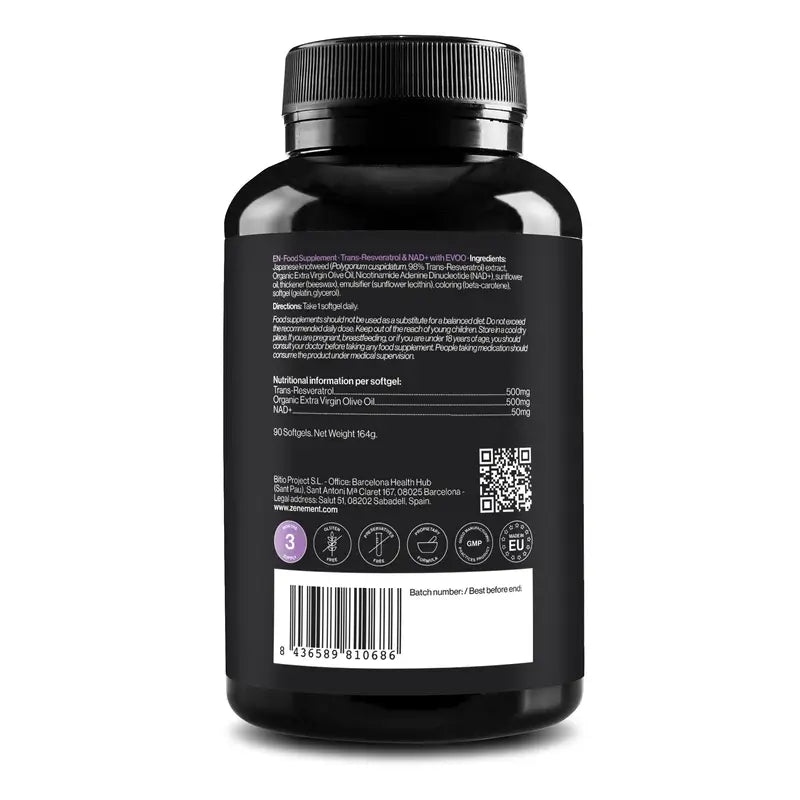 Zenement Trans-Resveratrol & Nad+ mit Aove, 90 Weichkapseln