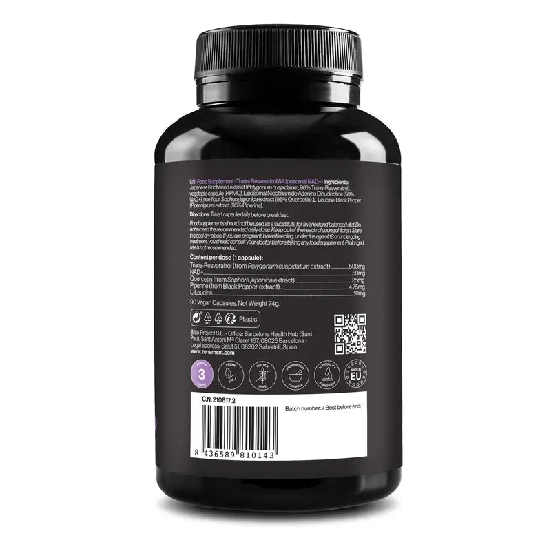 Zenement Trans-Resveratrol UND Nad+ Liposomal, 90 vegane Kapseln