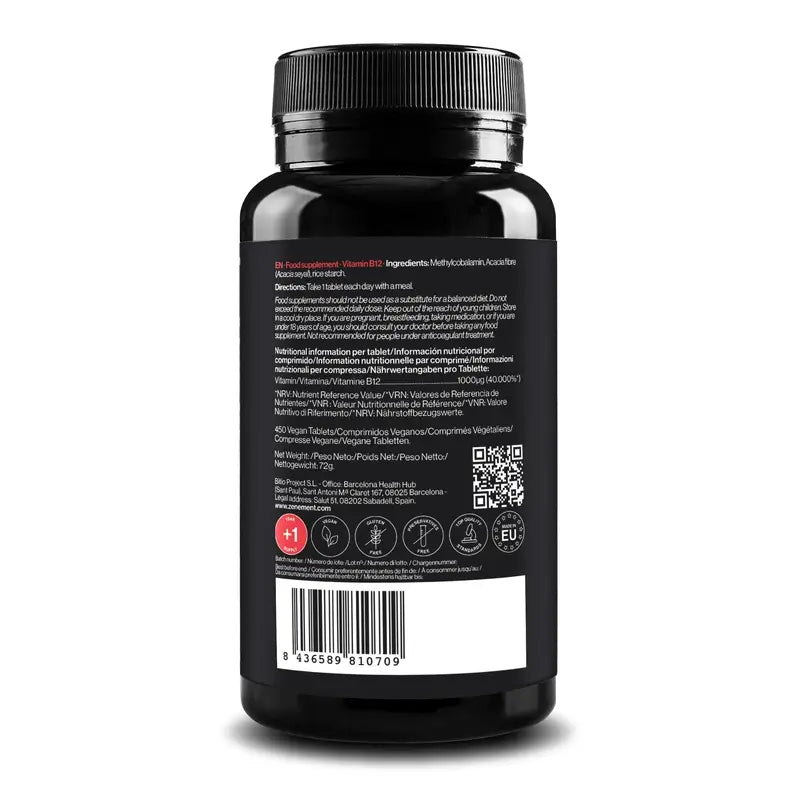 Zenement Vitamin B12 1000Mcg, 450 vegane Tabletten